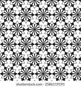 Timeless Black and White Floral Ornament Pattern, Classic Seamless Design