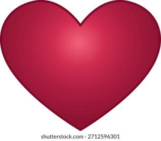 Atrevido corazón rojo atemporal con sombreado de degradado suave y brillo sutil, perfecto para tarjetas de San Valentín, pegatinas, logotipos, redes sociales, gráficos de boda, ropa y diseños digitales románticos.