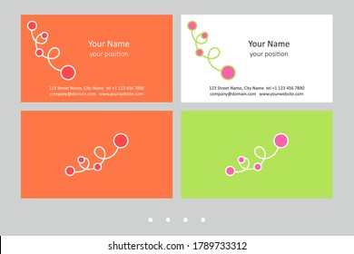 Timeless business card template. Simple hand-drawn ornament and two expressive color schemes - just add personal data.