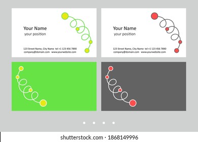 Timeless business card template. Simple hand-drawn ornament and two expressive color schemes - just add personal data.