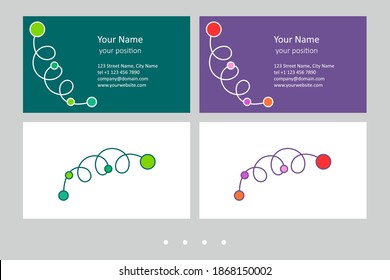 Timeless business card template. Simple hand-drawn ornament and two expressive color schemes - just add personal data.