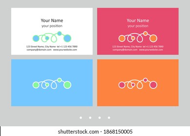 Timeless business card template. Simple hand-drawn ornament and two expressive color schemes - just add personal data.