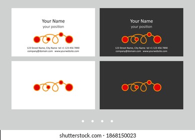 Timeless business card template. Simple hand-drawn ornament and two expressive color schemes - just add personal data.