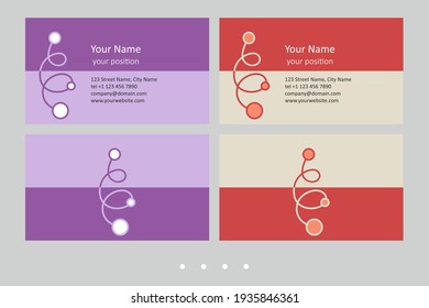 Timeless business card template. Simple hand-drawn ornament and two expressive color schemes - just add personal data.