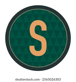 A timeless circular logo featuring the letter “S” in gold, set against a dark green geometric triangle design. Ideal for use in luxury branding and creative projects.