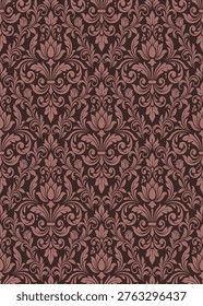 Timeless dusty rose damask wallpaper, with floral damask motifs and elegant swags for opulent fabric and decor, wallpapers, textiles and luxury backgrounds.