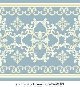 Timeless Elegance of Art Scroll Ornament Victorian Pattern Detailed of Florals Motif Element Filigree Design. Luxury Symmetrical Decorative for Wallpaper Textiles Ceramic Tiles Border Interior Textile