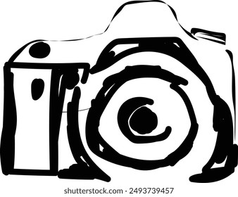 Timeless elegance in a minimalist design, this vector black and white camera captures moments in classic style