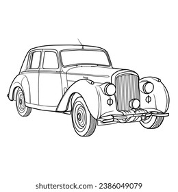 Timeless Elegance, Vintage American Sports Cars in Exquisite Vector Line Art. Isolated on white background