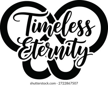 Timeless Eternity Stundenglas Unendliche Schleife Vektor Schwarz Handgezeichnete Typografie Logo Emblem Badge Symbol Silhouette Vintage Retro Graphic Time Symbol