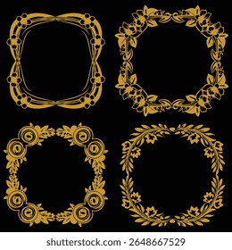 Timeless Gold Floral Frames Premium Decorative Wedding Set Packs