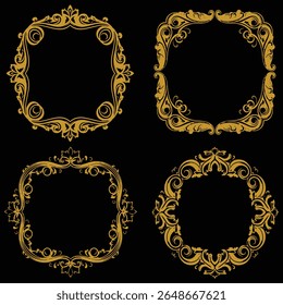 Timeless Gold Floral Frames Premium Decorative Foundation Set Packs