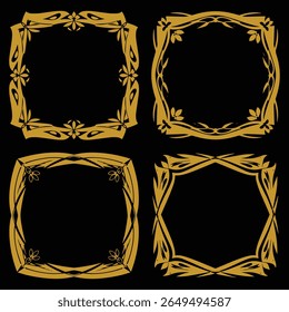 Timeless Gold Floral Frames Premium Decorative Set Packs