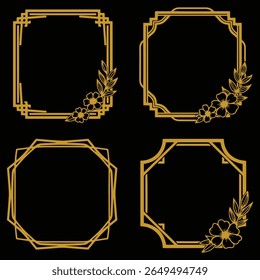 Timeless Gold Floral Frames Premium Decorative Set Packs Elegant