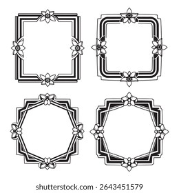 Timeless and Hand-Drawn Art Deco Vintage Decorative Floral Border Vector Collection

