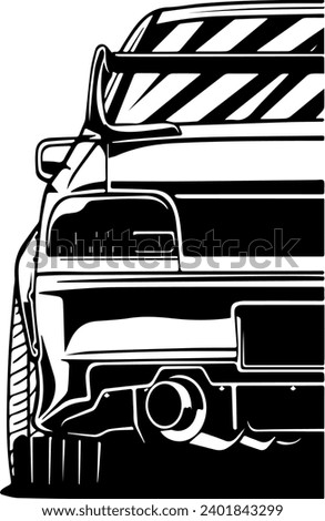 Timeless jdm car rear view JDM icon. Translation Sport car vector 