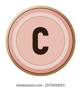 Timeless Letter “c” in Romantic Pink and Gold Frame - A Perfect Valentine’s Day Design Element