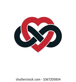 Timeless Love concept, vector symbol created with infinity loop sign and heart.