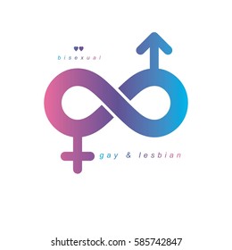 Timeless Loving Couple concept, vector symbol created with infinity sign and male Mars an female Venus signs. Relationship creative idea.