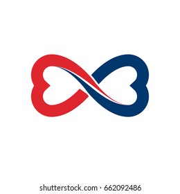 Timeless Loving Couple concept, vector symbol created with infinity sign and male Mars an female Venus signs. Relationship creative idea.