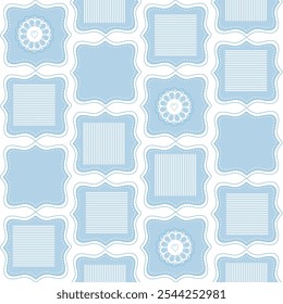 Vivero atemporal, Formas geométricas e azul, azul monocromo, blancos, colores beige, patrón sin fisuras, fondo de impresiones
