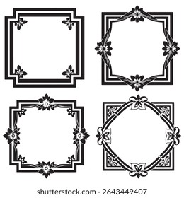 Timeless and Regal Art Deco Vintage Decorative Floral Frames Vector Set Packs
