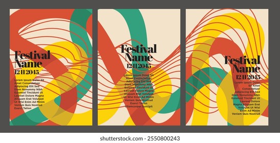Timeless Retro Abstract Poster Illustrations. vintage abstract poster set vector illustration