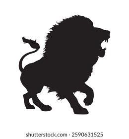 Timeless Roaring Lion Silhouette for Elegant and Classic Designs - Lion Vector - Lion Icon
