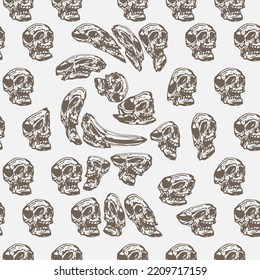 timeless skull seamless pattern with high detail. Abstract skull artworks for garment printing needs. Seamless pattern design for fabric and streetwear clothing 
