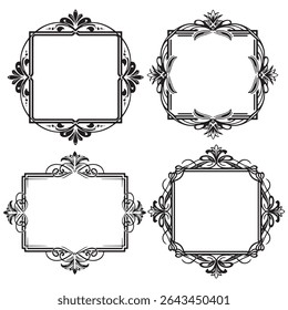 Timeless and Stylized Vintage Decorative Floral Frames Vector Set Packs
