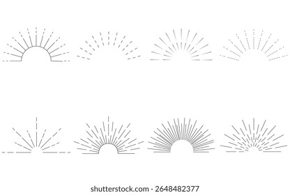 Timeless Sunburst and Spark Icon Set – Retro Style Vector Rays and Sunflare Graphics Collection