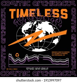 Timeless text with global detail vector design for t-shirt graphics, fashion prints, slogan tees, and posters.