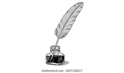 Uma ferramenta intemporal O símbolo da pena de pena de tinta e pena de pena da literatura