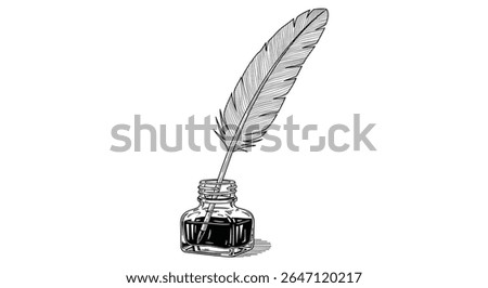 A Timeless Tool The Inkwell and Quill Feather Pen Symbol of Literature