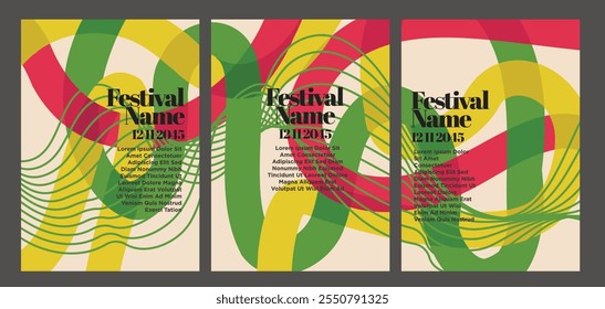 Timeless Vintage Abstract Poster Set. vintage abstract event poster set vector illustration