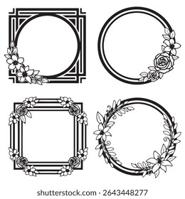Timeless Vintage Decorative Floral Frames Vector Collection with Leaves
