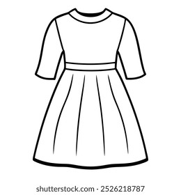 Timeless vintage smock dress silhouette vector illustration showcasing classic fashion design. Perfect for retro apparel, textile patterns, and fashion-related graphic design projects.