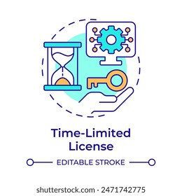 Time-limited license multi color concept icon. Business licensing, pricing model. Round shape line illustration. Abstract idea. Graphic design. Easy to use in infographic, presentation