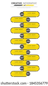 
Timeline for 1 year, 12 months, infographics month planner design vector 12 steps and Presentation business can be used for Business concept with 12 options, steps or processes. 