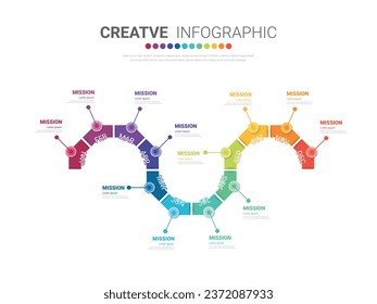 Timeline for 1 year, 12 months, Presentation business calendar can be used for workflow, process diagram, flow chart. EPS vector.