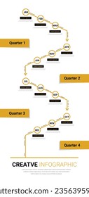 Timeline for 1 year, calendar, 12 months, Presentation business 4 quarter, Infographic Timeline can be used for workflow, process diagram, flow chart, EPS vector.