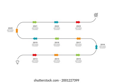 Timeline With 11 Elements, Infographic Template For Web, Business, Presentations, Vector Illustration