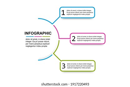 Timeline 3 point banner elements and numbers. Semicircle presentation business infographic template with three options. Business concept with 3 steps. Process diagram, workflow layout, info graph, web