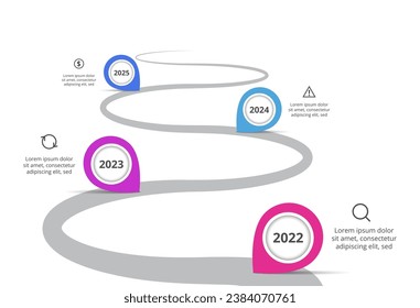 Timeline with 4 elements, infographic template for web, business, presentations, vector illustration