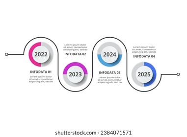 Timeline with 4 elements, infographic template for web, business, presentations, vector illustration