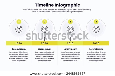 Timeline 4 step Infographic design. Timeline concept with 4 steps. Used for workflow layout, diagram, banner, webdesign, ppt, powerpoint presentation. Vector illustration