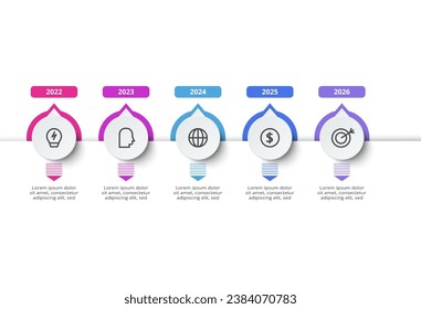 Timeline with 5 elements, infographic template for web, business, presentations, vector illustration