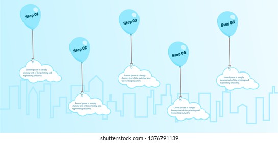  Timeline with 5 steps, Cloud,balloon, options. Vector info graphic element.