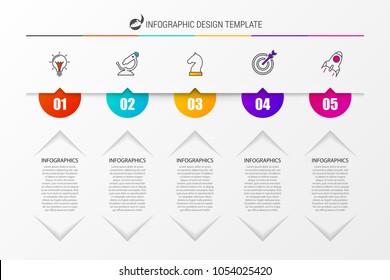 Timeline with 5 steps. Infographic design template. Vector illustration