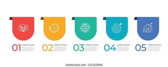 Diseño de plantillas de infografía de línea de tiempo 5 pasos
